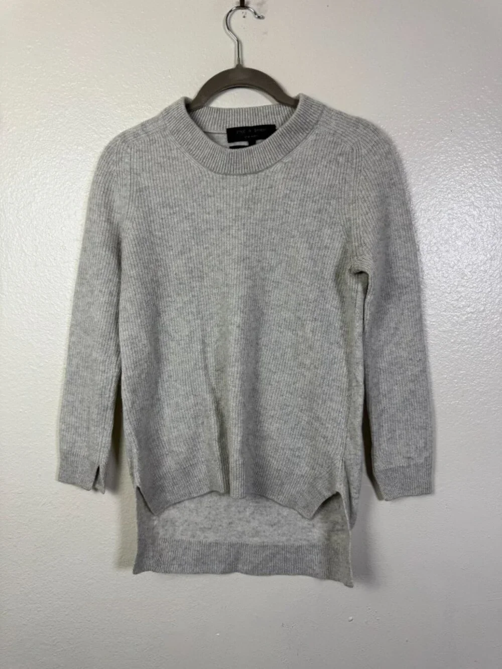 Rag & Bone Womens 100% Cashmere Sweater XS Gray Ribbed Cozy Thermal Designer